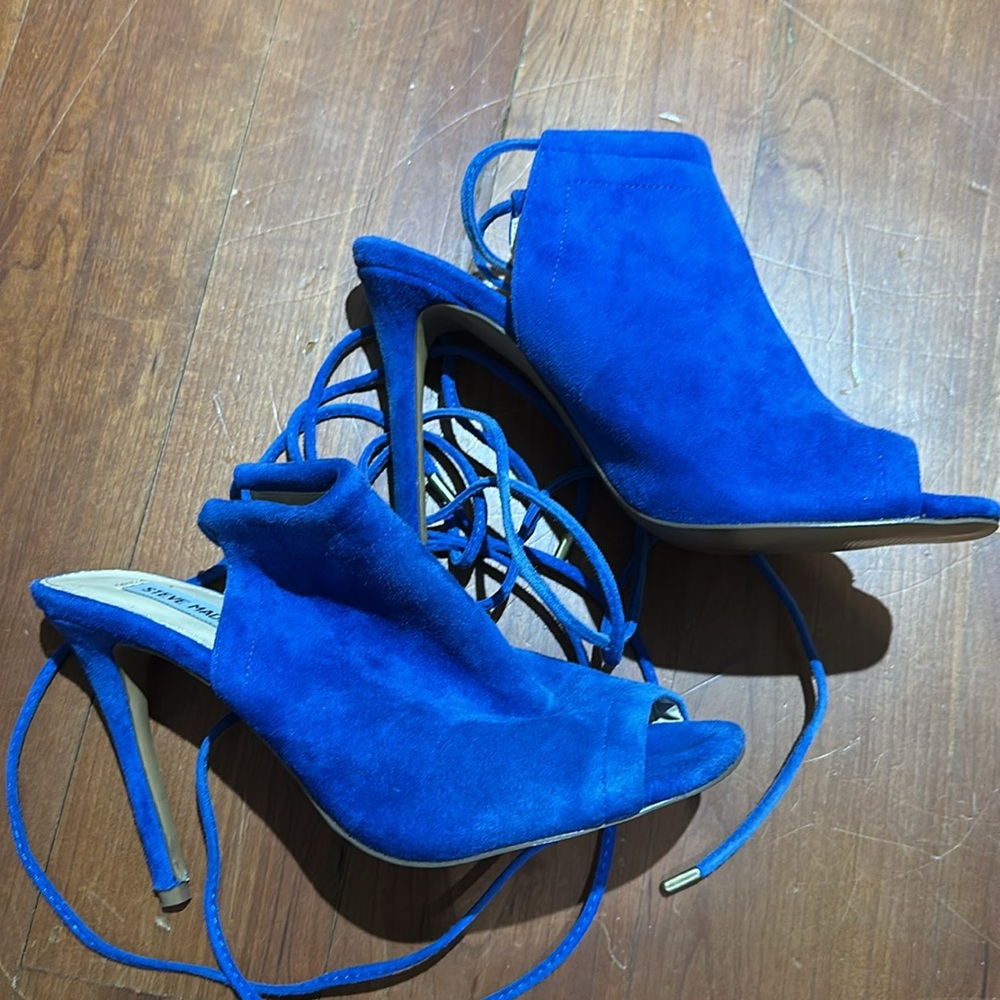 Steve Madden Sophie ankle wrap Blue Suede Lace-Up Heels size 8.5 - Picture 6 of 8